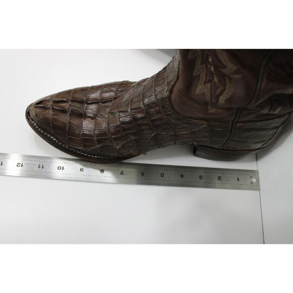 Lucchese *AS IS* Men\'s 10.5 EE Brown Hornback Caiman Crocodile Cowboy Boots USA main image 6